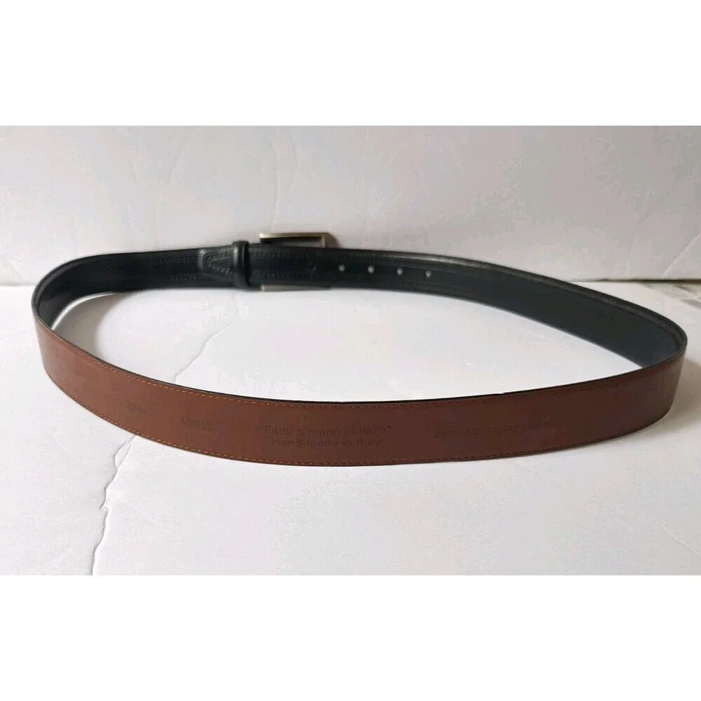 Handmade Italian Leather Belt Men's 40 Black Reversible